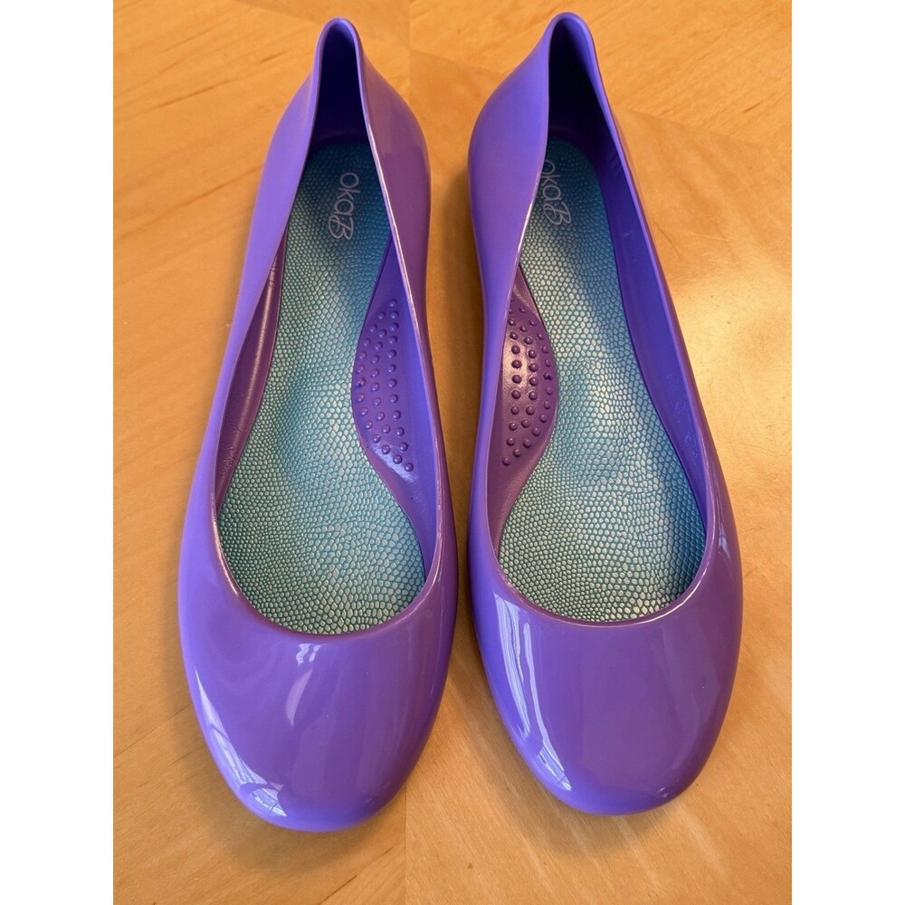 Oka B Purple Rubber Jelly Slip On Taylor Shiny Ballet Flats US 10 EU 40 Shoes